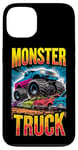 iPhone 13 Monster Truck Crushing Cars Art for Monster Truck Lovers Case