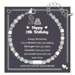 Birthday Gift for 12 Year Old Girl Adjustable Natural Amazonite Stone Beads Bracelet Present for 8th 9th 10th 11th 12th 13th 14th 15th 16th Daughter Granddaughter Sister Friend with Gift Card & Box