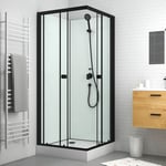 Cabine de douche carrée - Aluminium laqué noir - 80x80x200 cm - ESSENTIEL SQUARE  