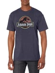 Jurassic Park Men's Classic Movie Logo T-Shirt, Navy Heather, XXL