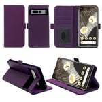 Google Pixel 7 Pro 5G Etui Coque violet Protection Portefeuille à Rabat Porte Cartes - Housse violette Antichoc Folio - Accessoires Pochette Case - Neuf