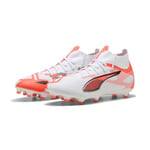 PUMA Mixte Ultra 5 Match+ FG/AG Chaussure de Football, White Black-Glowing Red, 44.5 EU