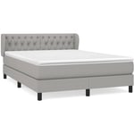 Lit adulte-140x190 cm, Sommier à lattes de lit + matelas Gris clair Tissu PEOR62391 MaisonChic