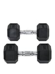 Homcom 2 X 10Kg Hex Rubber Dumbbells Set