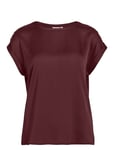 Viellette S/S Satin Top - Noos Tops T-shirts & Tops Short-sleeved Burgundy Vila