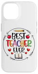 Coque pour iPhone 14 Best Teacher Ever Crayon Apple Heart Book