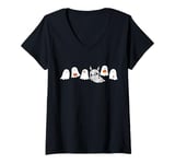 Womens Happy Halloween Spooky Cute Boo Ghost Funny V-Neck T-Shirt