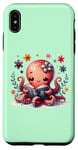 Coque pour iPhone XS Max Livre de lecture sur fond vert avec une jolie pieuvre rose