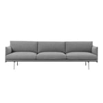 Muuto - Outline 3 1/2-Seater / Polished Aluminium Base Hallingdal 166 - Soffor - Anderssen & Voll - Grå