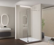 Paroi de douche à l'italienne avec volet de protection NT109 verre de sécurité ESG de 8mm 200x80cm