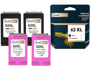 QUALITONER - 4 Cartouche compatible pour HP 62 XL (x2) + 62CL XL (x2) 62XL (x2) + 62CLXL (x2) Noir + Couleur pour HP DeskJet Ink Advantage 5645 Envy 5