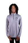 Ultra Game Men's NBA Long Sleeve T Quarter Zip Pullover Shirt Athletic Quick Dry Tee, Heather Gray, Large