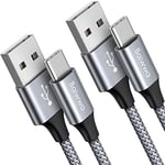 Cable USB vers USBC [1M/Lot de 2], Câble USB A vers USB C Charge Rapide 3A, Nylon Cordon USB-C pour Samsung Galaxy S24 S23 S22 Plus A55 A15 A25 A35 -Girs