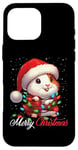 Coque pour iPhone 16 Pro Max Chapeau de Père Noël lumineux cochon d'Inde