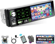 Rds Autoradio 1 Din Avec Écran Tactile 4,1"" Auto Stereo Radio Avec Écran Bluetooth Mains Libres, Am Fm, 2 Ports Usb, Caméra De Recul Et Microphone