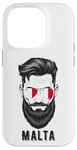 Coque pour iPhone 14 Pro Visage de l'homme maltais, fierté de Malte, drapeau patriotique de Malte