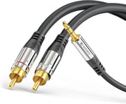 Câble Cinch Premium 1 m,2X câble Cinch vers Jack 3,5 mm,câble Audio,chaîne Hi-FI,AUX,Noir