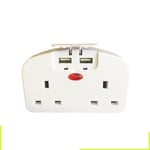 UK To EU Euro Europe European Travel Adapter Power Double Plug With 2 USB Ports