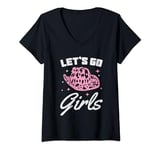 Womens Let's Go Girls Cowgirl Southern Western Hat Vintage Gift V-Neck T-Shirt