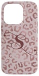 Coque pour iPhone 14 Pro Letter S Initial Leopard Rose Pink Cheetah Monogram