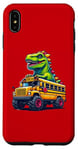 Coque pour iPhone XS Max Dinosaure T-rex On Monster Truck School Bus Driver Graphic