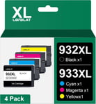 Lot de 4 Cartouches d'encre 932XL 933XL compatibles avec HP 932 XL 933 XL pour HP Officejet 6600 6700 6100 7110 7510 7610 7612 (Lot