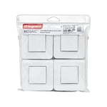 Legrand - Lot de 4 interrupteurs simple ou va-et-vient Mosaic 10A blanc complet avec plaque et fixation à vis