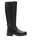 Clarks Orinoco2 Tall Leather Knee High, Black, Size 8, Women