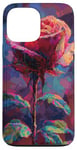 Coque pour iPhone 13 Pro Max Y2k Rose pixelisée Glitch Art Rose Art Floral