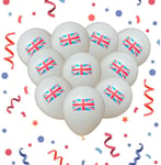 50Pk Union Jack Balloons Flag Printed Kings Birthday Royal Street Party Decor