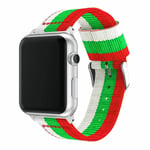 Apple Watch Series 4 40mm kellon vaihto ranneke valmistettu raidallisesta nailonista - Punainen/ Vihreä/ Valkoinen Monivärinen