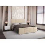 Lit avec sommier relevable et coffre en velours beige 160x200 cm palma