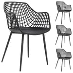 Idimex - Lot de 4 chaises lucia, en plastique noir