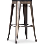 Tabouret de Bar - Design Industriel - Bois & Métal - 76cm - Stylix Bronze métallisé