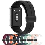 Disscool Replacement Wristbands Compatible with Samsung Galaxy Fit 3, Adjustable Soft Silicone Wrist Strap with Quick Release Watch Accessories(Black/Magnetic Buckle)