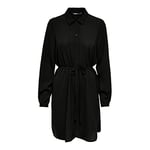 ONLY Onlnova Life VIS L/S Shirt Dress Solid Robe, Black, M Femme