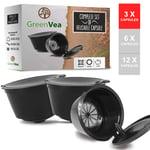 Greenvea - Complete Set of refillable and Reusable Dolce Gusto Coffee pods. Refillable Coffee and Tea Capsules. (Pods, Measuring Spoon, Guide) (3 pods)