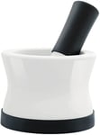 EZ-Grip Silicone & Ceramic Pestle and Mortar Set with Non-Slip Detachable Silicone Base - Dishwasher Safe Mortar and Pestle by Cooler Kitchen (White and Black)