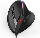 Souris Ergonomique Verticale Filaire RVB avec 9 Boutons Programmables et 6 DPI(1000-12800) Réglables Optiques Gaming Mouse pour PC Mac Ordinateur