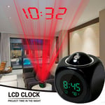 Projection Led Digital Alarm Clock Voice Talking Temperature Wall/ceiling Lcd Uk