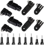 Bras Pivotant Réglable à 3 Voies Fixation pour Gopro Bras Pivotant Extension Adaptateur de Trépied avec 8 Vis à Serrage pour Caméra GoPro Caméra de Sport, Noir 16 Pièces.[G480]