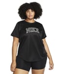 NIKE Women's Nk Df Swoosh Run Top Plus Sweatshirt, Black/White/White, 3X UK