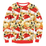 Jultröja Sweatshirt Jumper Långärmad T-shirt Topp Shiba Inu Printed S