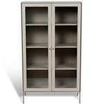 Volt Skap Glassdør 130 cm, Beige/Rustfritt Stål