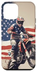 Coque pour iPhone 12 mini Vintage Dirt Bike Racing Drapeau US Motocross Dirt Track