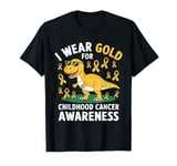 I Wear Gold for Childhood Cancer Awareness Dino Design T-Shirt