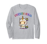 Funny UNICORN NINJA Birthday Girl Team Princess Pre-K Pink Long Sleeve T-Shirt