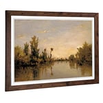 Big Box Art Framed Print of Charles-Francois Daubigny Banks of The River Seine Design | Wall Art Picture| Home Decor for Kitchen, Living Room, Bedroom, Office, Walnut, A2 / 24.5x18 Inch / 62x45cm