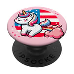 Cute Patriotic Farting Unicorn US Flag Funny Fart Kids Girl PopSockets PopGrip Interchangeable