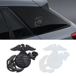 deemars Emblème de Voiture du Corps des Marines, 3D USMC Military Hawk Globe Anchor Auto Badge Sticker, Accessoires Auto Emblème Extérieur Badge Universel pour Camion Pickup Motocyclette (Noir)